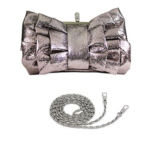 Evening Bag - Ruffled w/ Linear Beads - Pewter - BG-444MPT